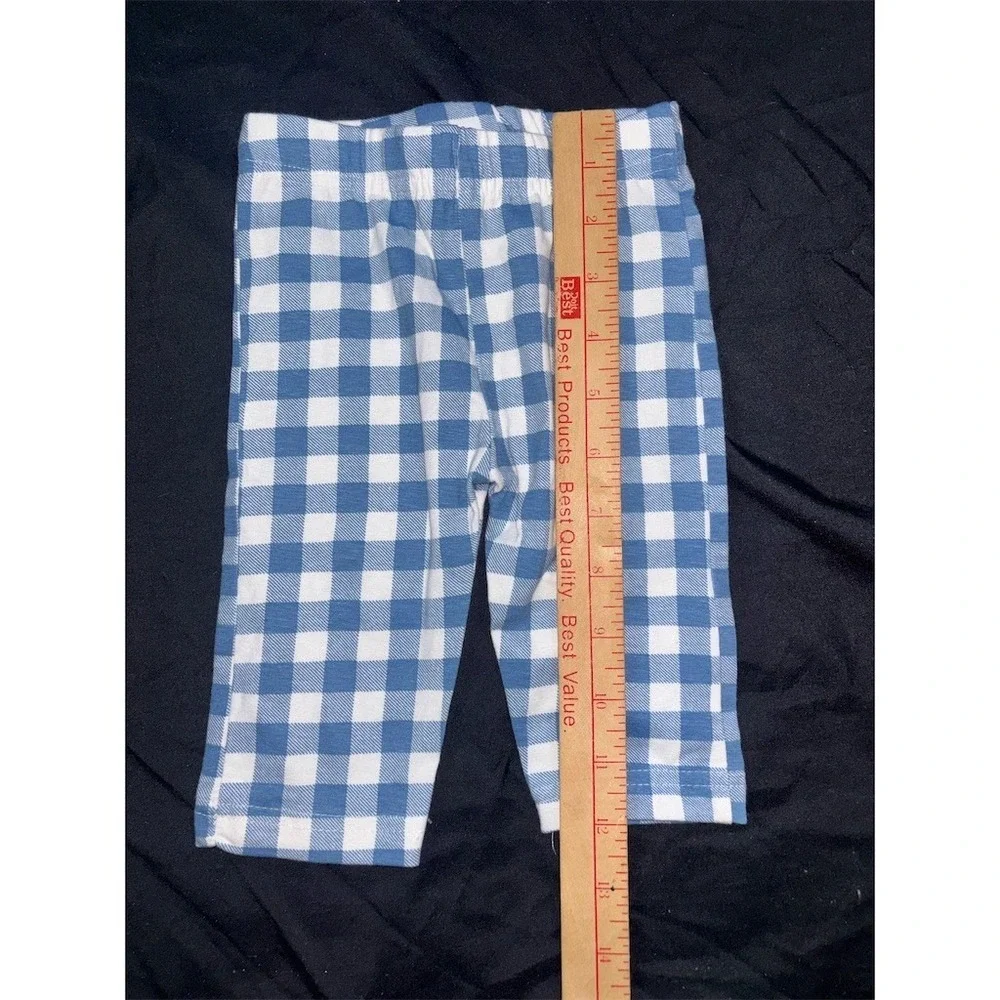 Rare Editions Baby Girl Leggings Pants 12M Blue White Gingham Pull-On picnic